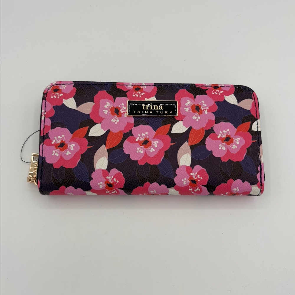 Trina Turk Black and Pink Floral Wallet